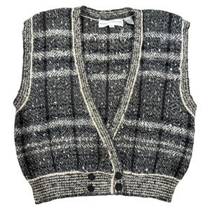 Vintage Tony Lambert Mohair Wool Blend Plaid Vest L